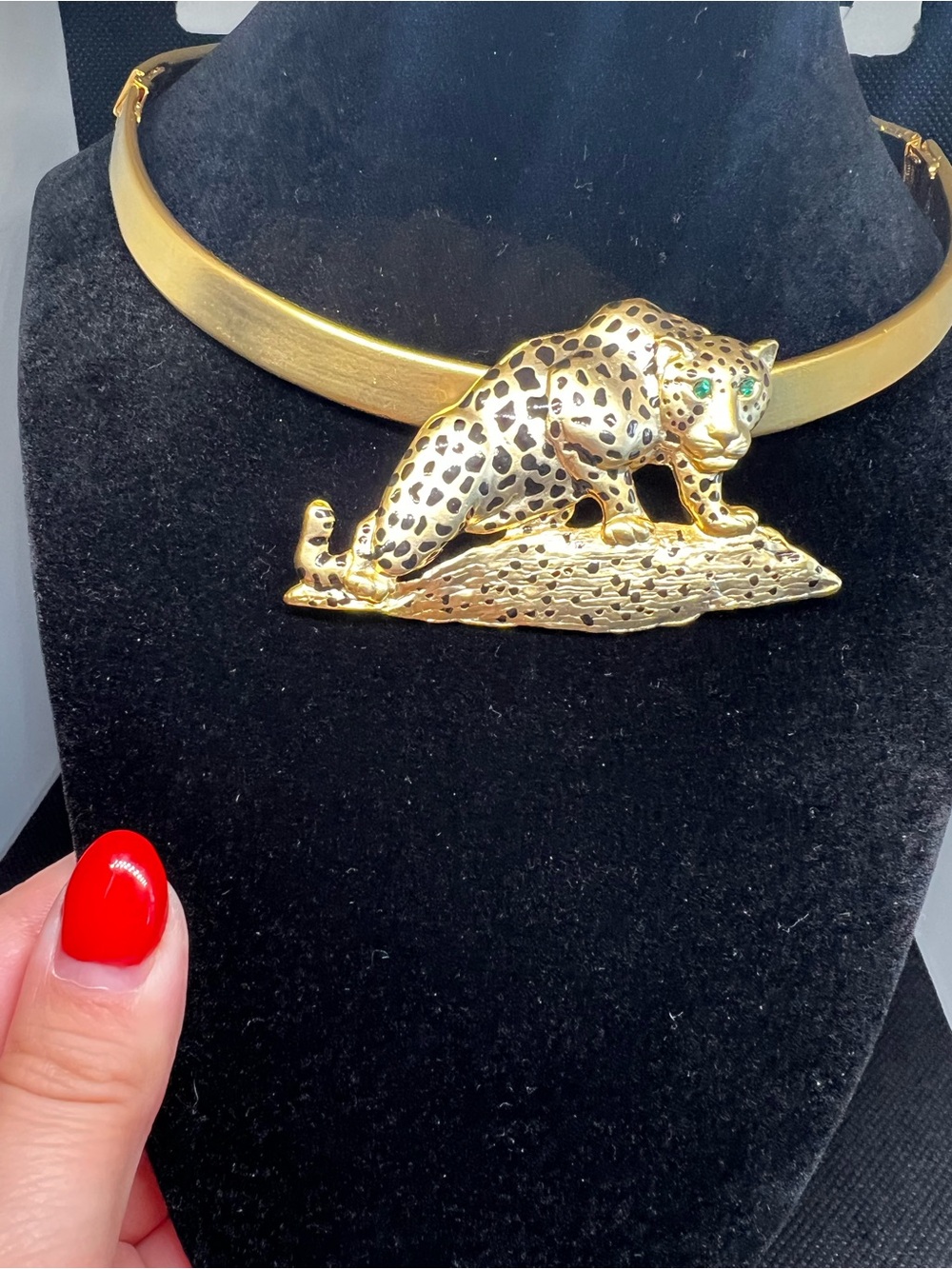 Gold Leopard Statement Choker Necklace - 80-90’ Vintage New Old Stock